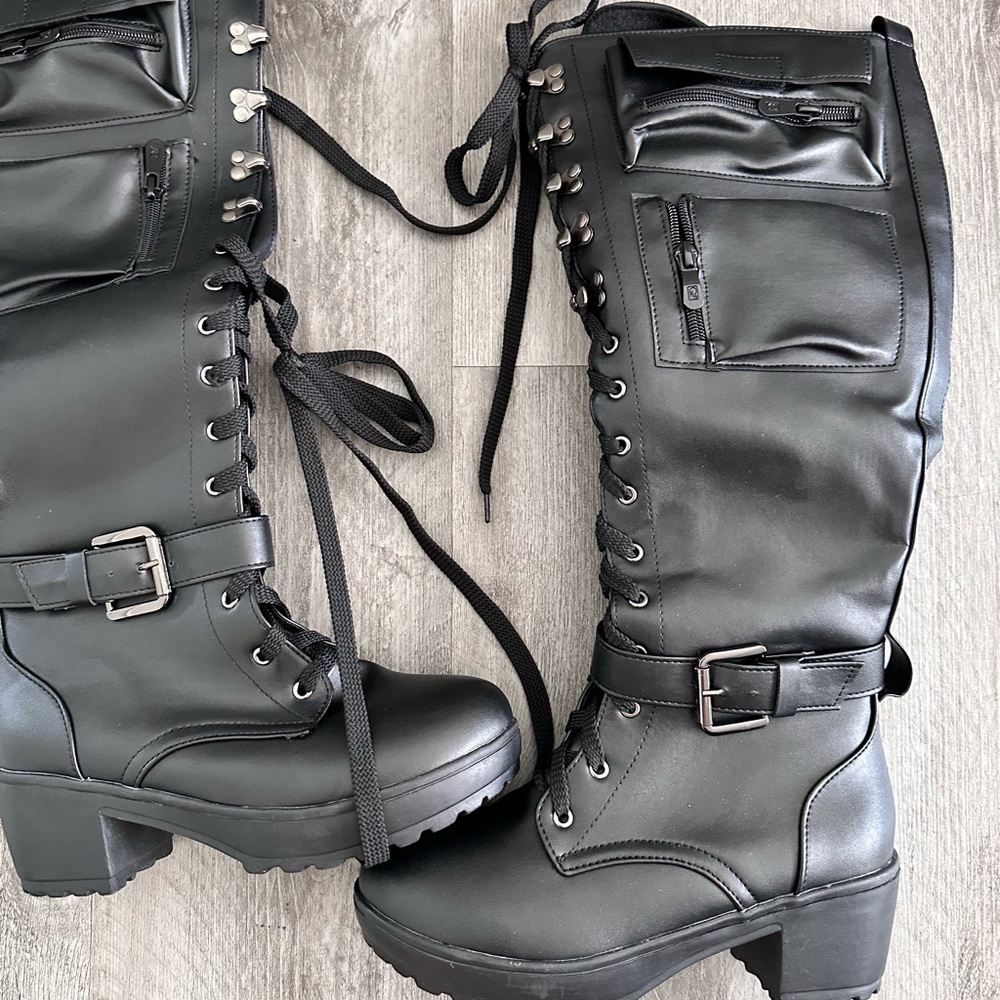 Dolls Kill Obsidian Inspired knee high boots